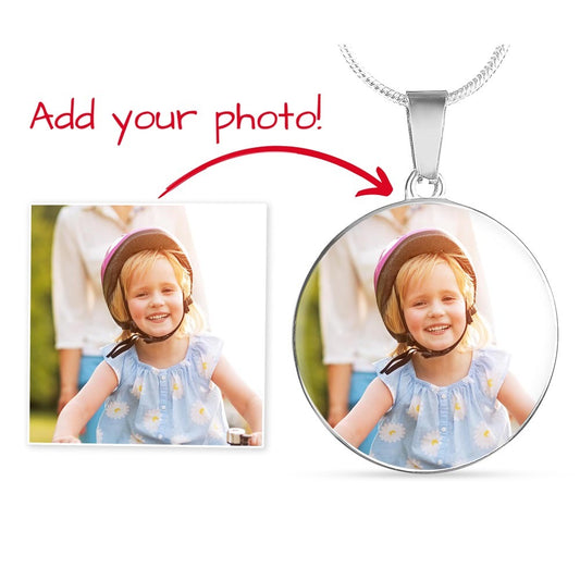 Photo Upload Circle Necklace, view 2