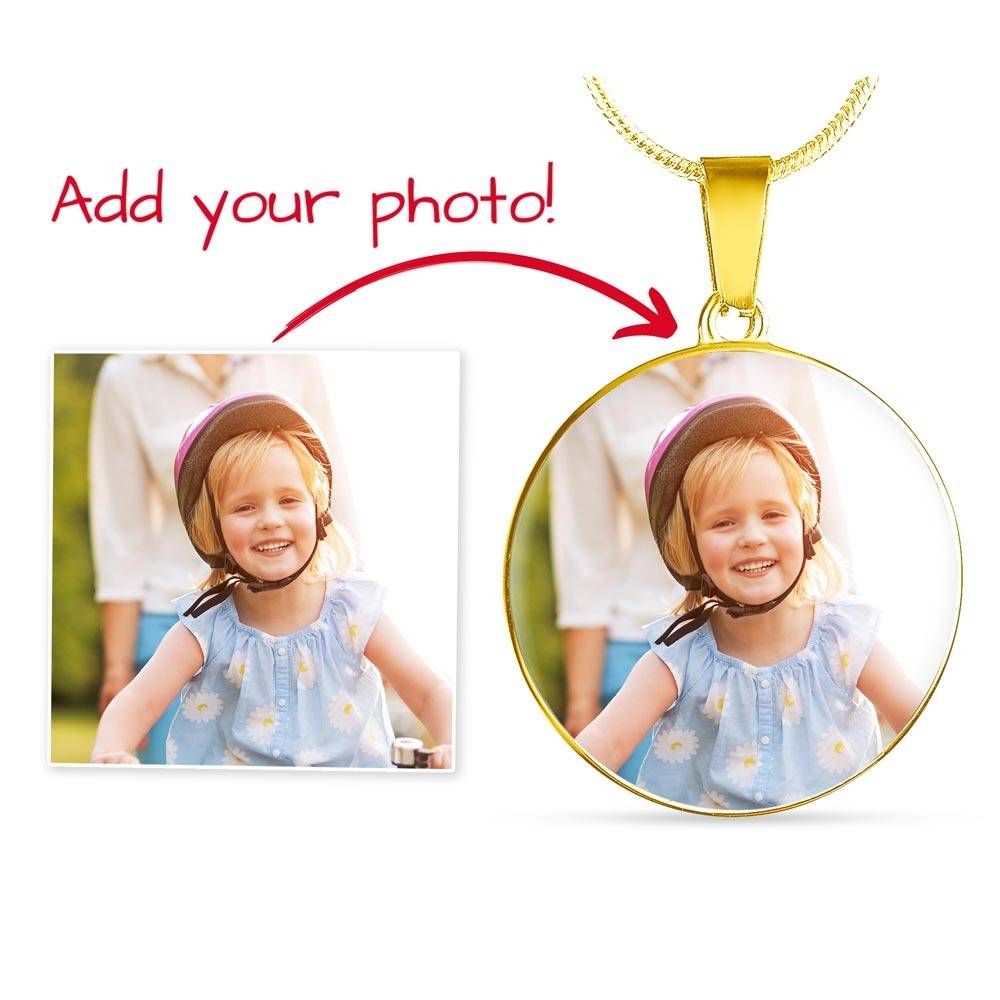 Photo Upload Circle Necklace, view 4