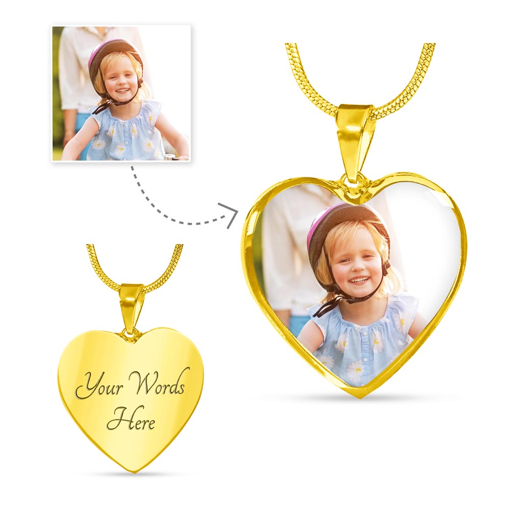 Photo Upload Heart Necklace, view 3
